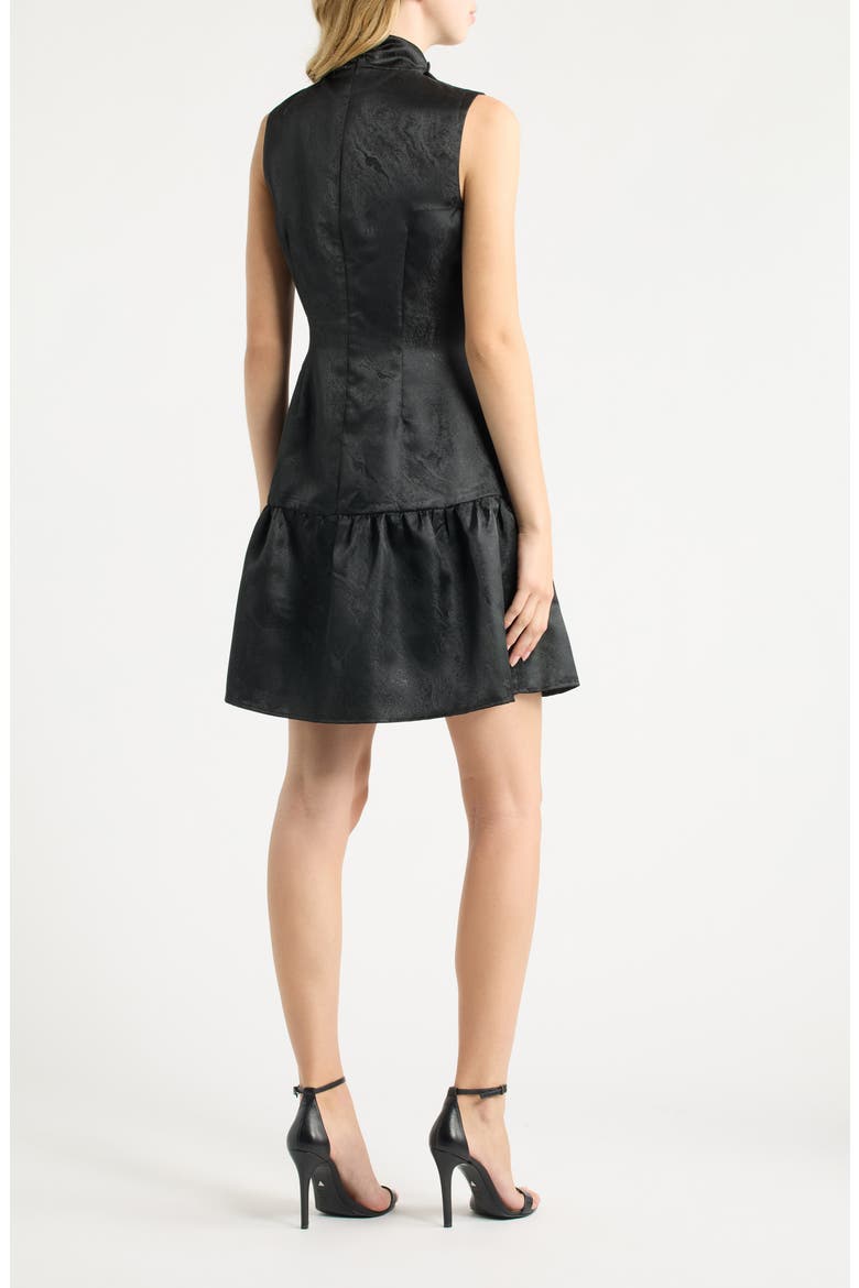 Bow Neck Tiered Dress, Alternate, color, ANNE BLACK
