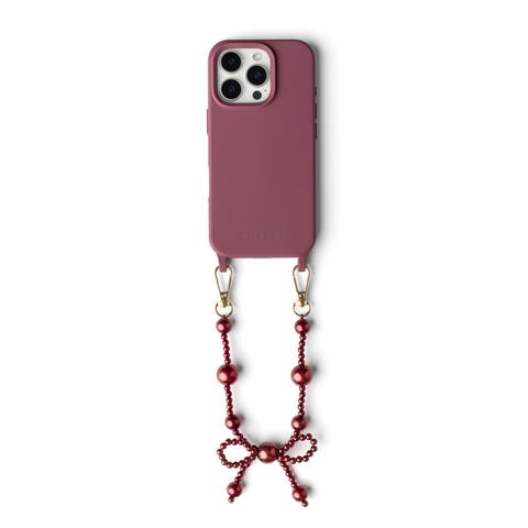 Burgundy Bow Phone Wristlet Set - iPhone 18 Pro/Max
