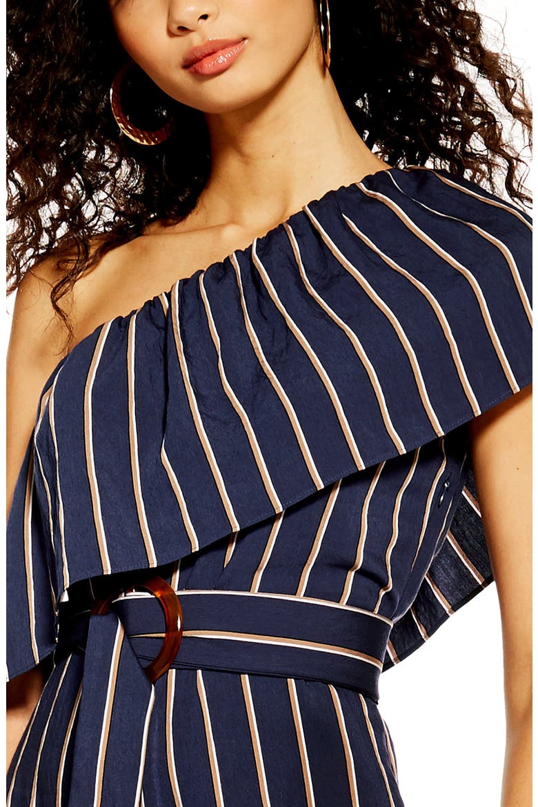 Sicily One-Shoulder Midi Dress, Alternate, color, NAVY BLUE MULTI
