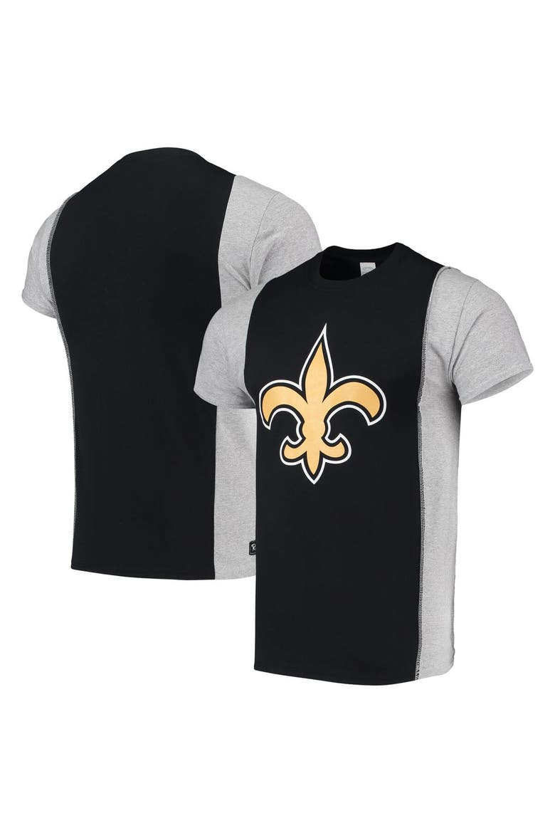 Men's Refried Apparel Black/Gray New Orleans Saints Sustainable Upcycled Split T-Shirt, Alternate, color, Black