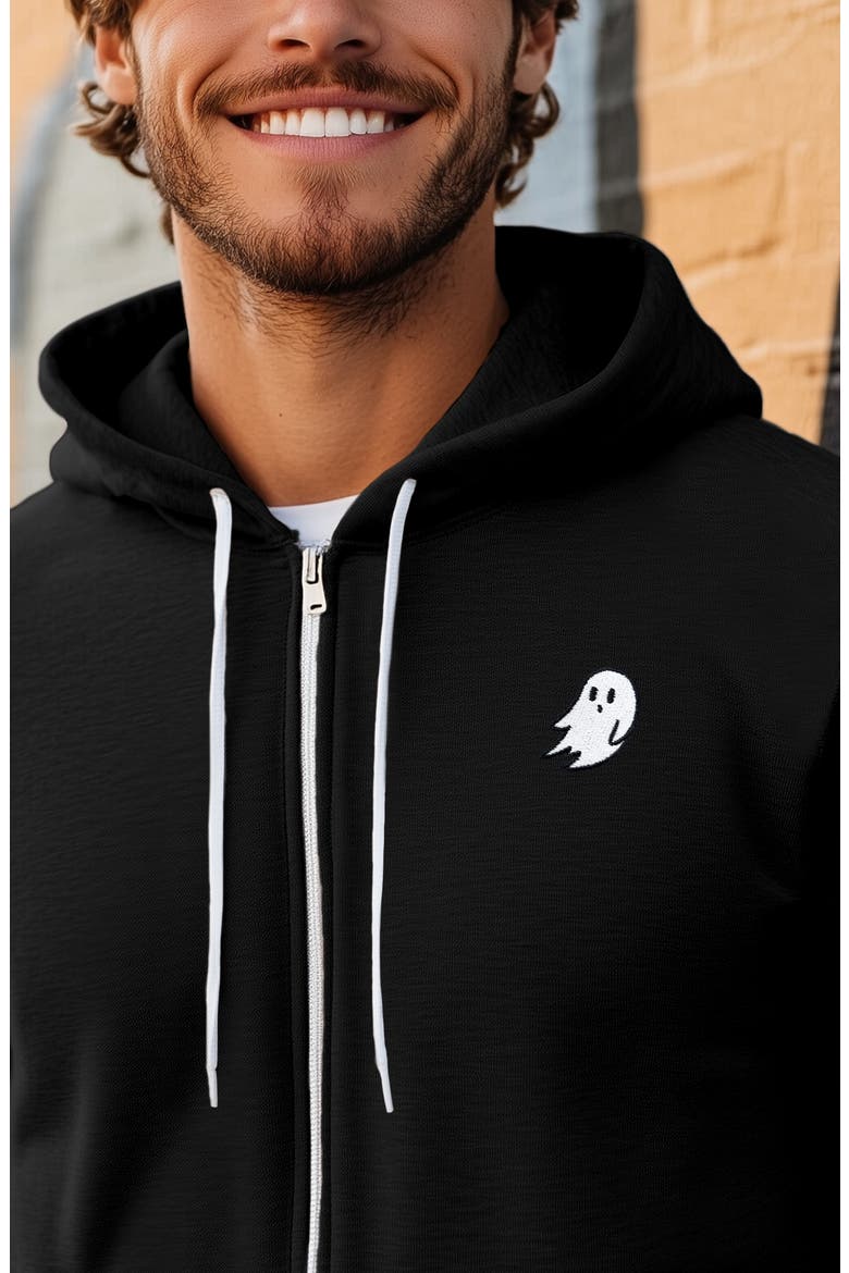 Ghost Zip Hoodie, Alternate, color, Black