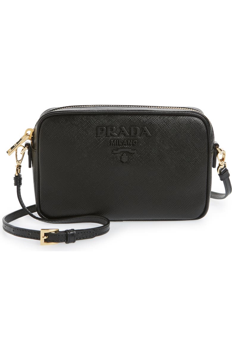 Prada Saffiano Leather Zip Crossbody Bag, Main, color,