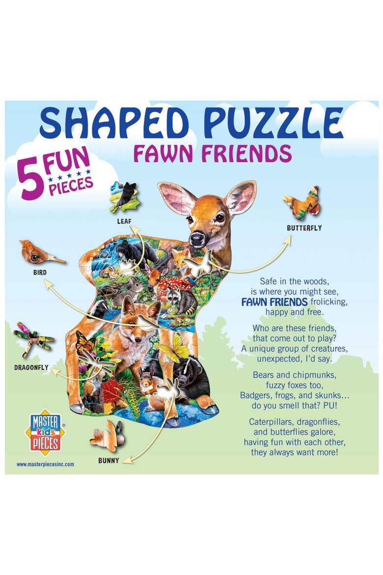 Fawn Friends 100pc Shaped Jigsaw Puzzle, Alternate, color, Multicolor