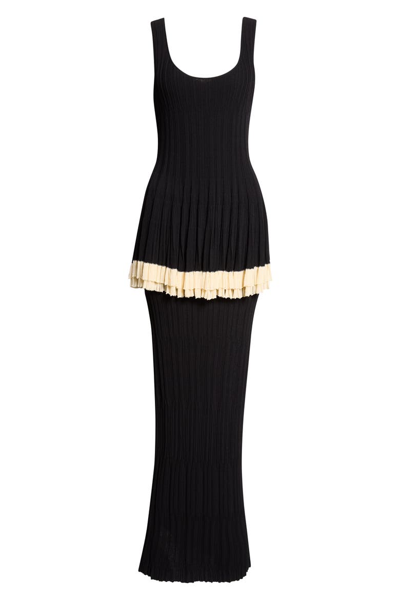 Kishi Layered Rib Sweater Dress, Main, color, BLACK/ IVORY
