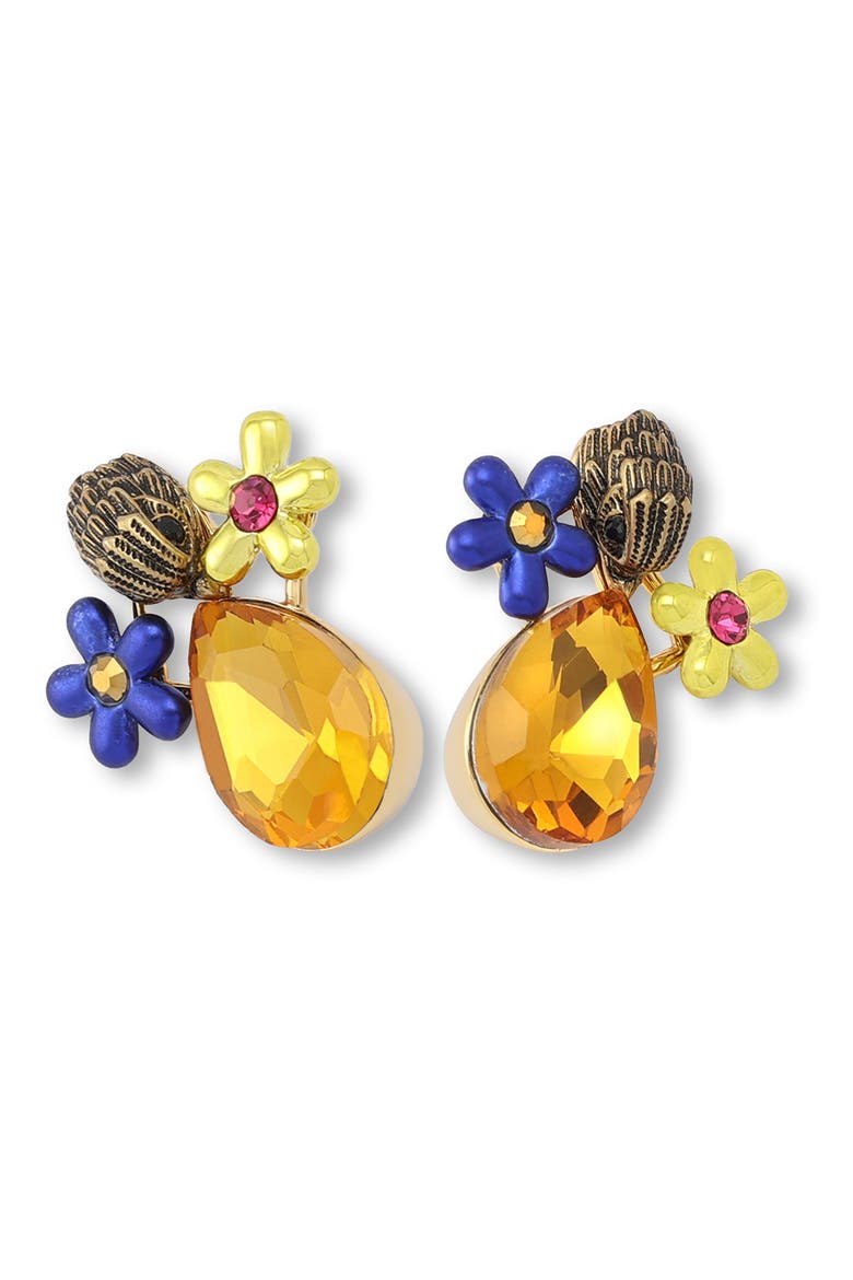 Eagle's Head Crystal Flower Stud Earrings, Alternate, color, MULTI