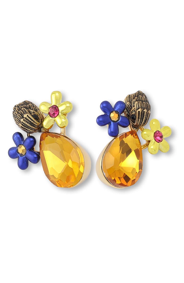 Kurt Geiger London Eagle's Head Crystal Flower Stud Earrings, Alternate, color, Multi