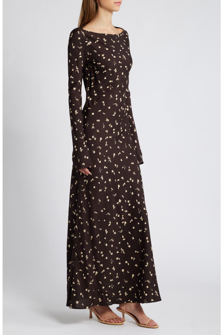Lilou Floral Long Sleeve Jersey Maxi Dress, Alternate, color, CLOVER BROWN