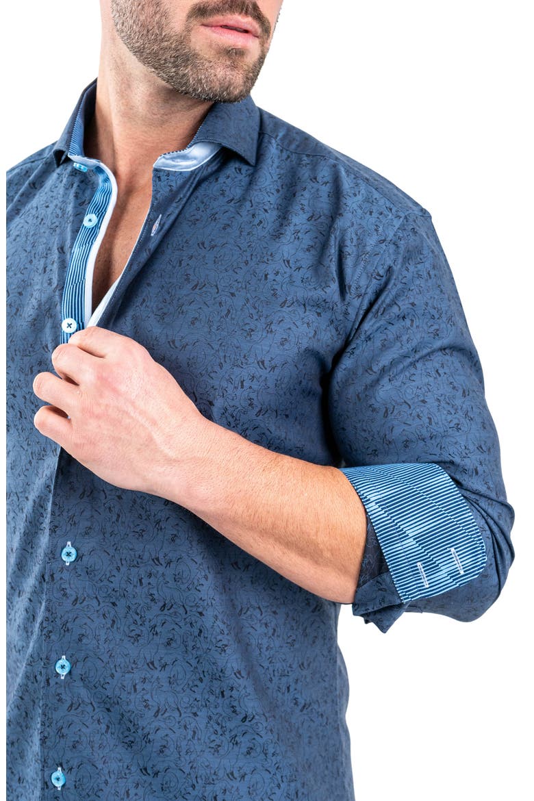 Einstein Jacqfoxtrot Navy Button-Up Shirt, Alternate, color, BLUE