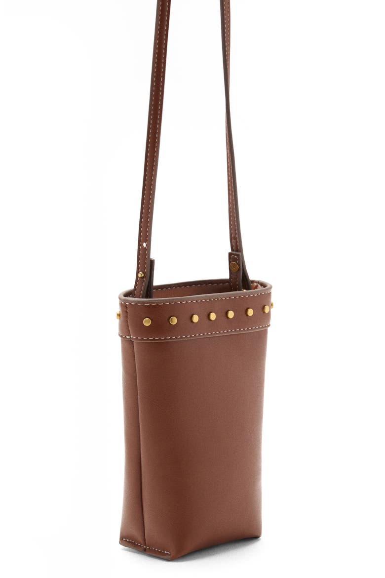 Studded Faux Leather Cell Phone Case with Strap, Alternate, color, LEATHER