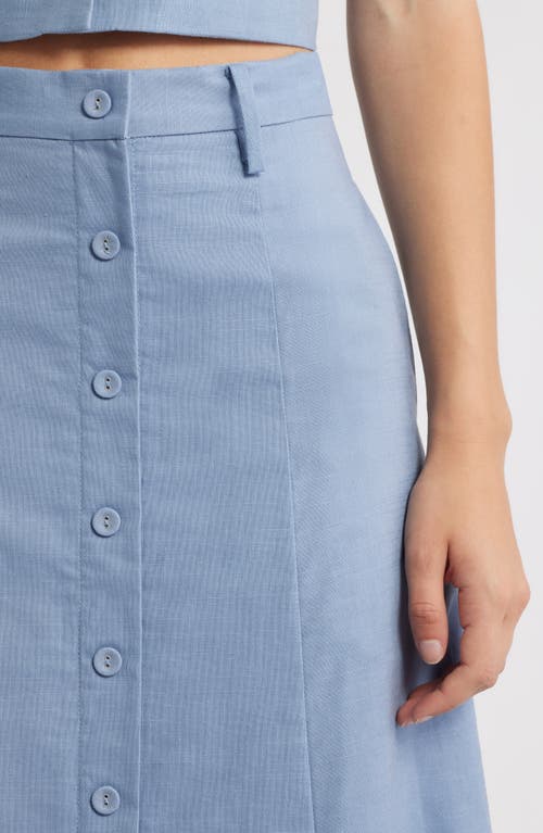Wayf Cynthia Button-through Midi Skirt In Blue