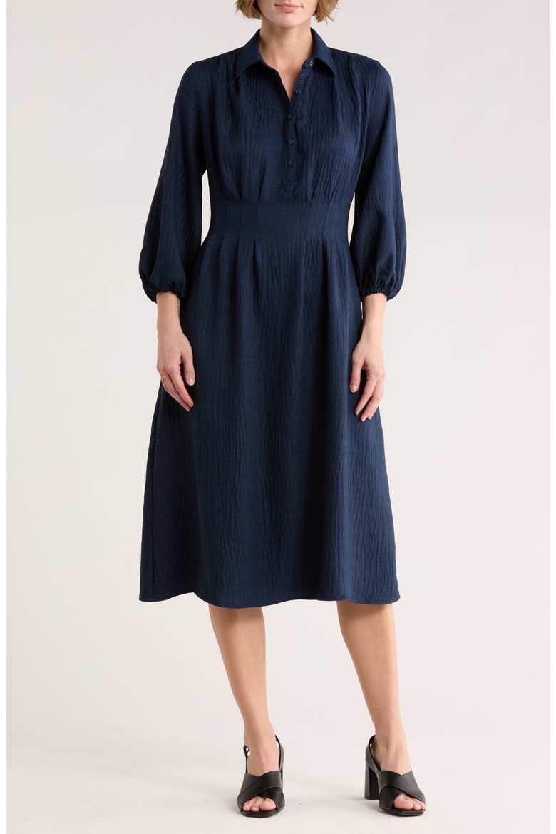 Balloon Sleeve Shirtdress, Main, color, HEATHER NAVY
