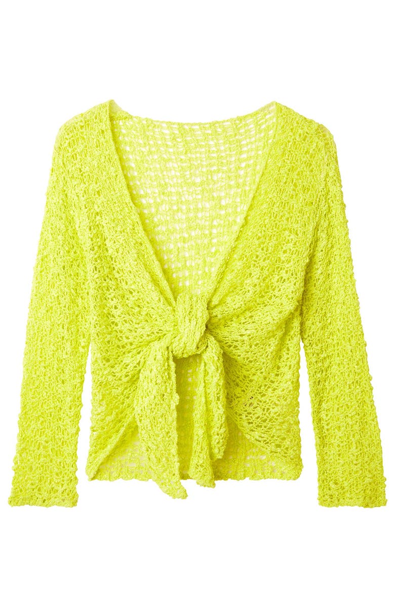 Joe Browns Popcorn Knit Tie Front Shrug, Alternate, color, Lemon Lime
