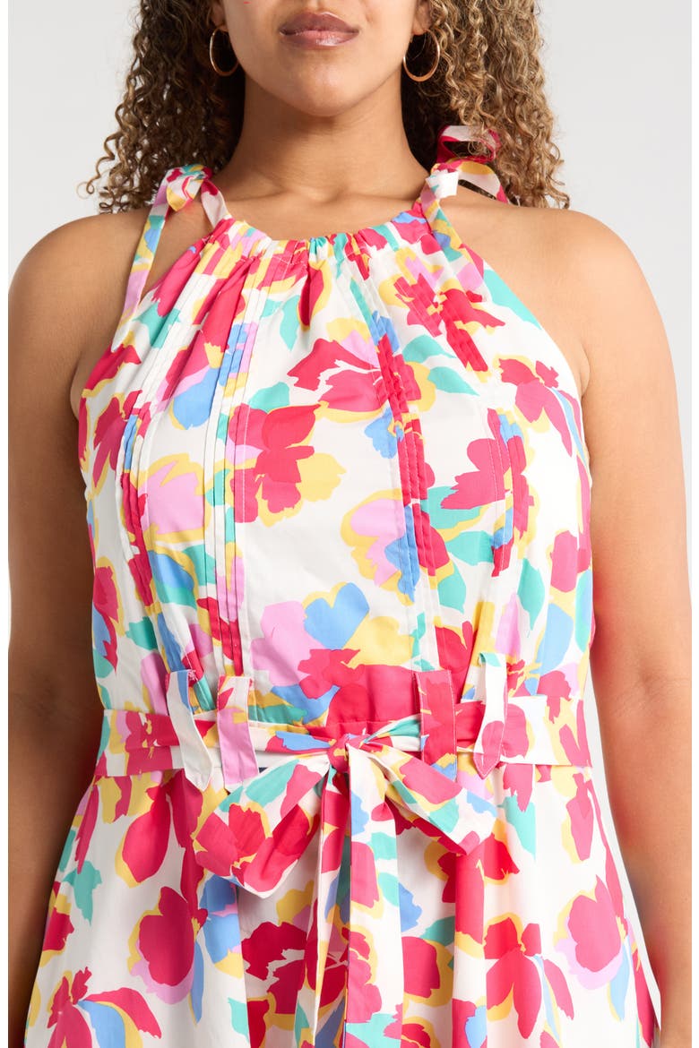 Yani Luvi Belted Floral Sleeveless Midi Dress, Alternate, color, FUCHSIA-MULTI