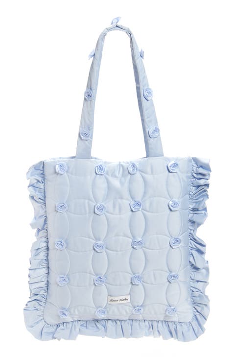 Lindy Rosette Embellished Quilted Tote Bag