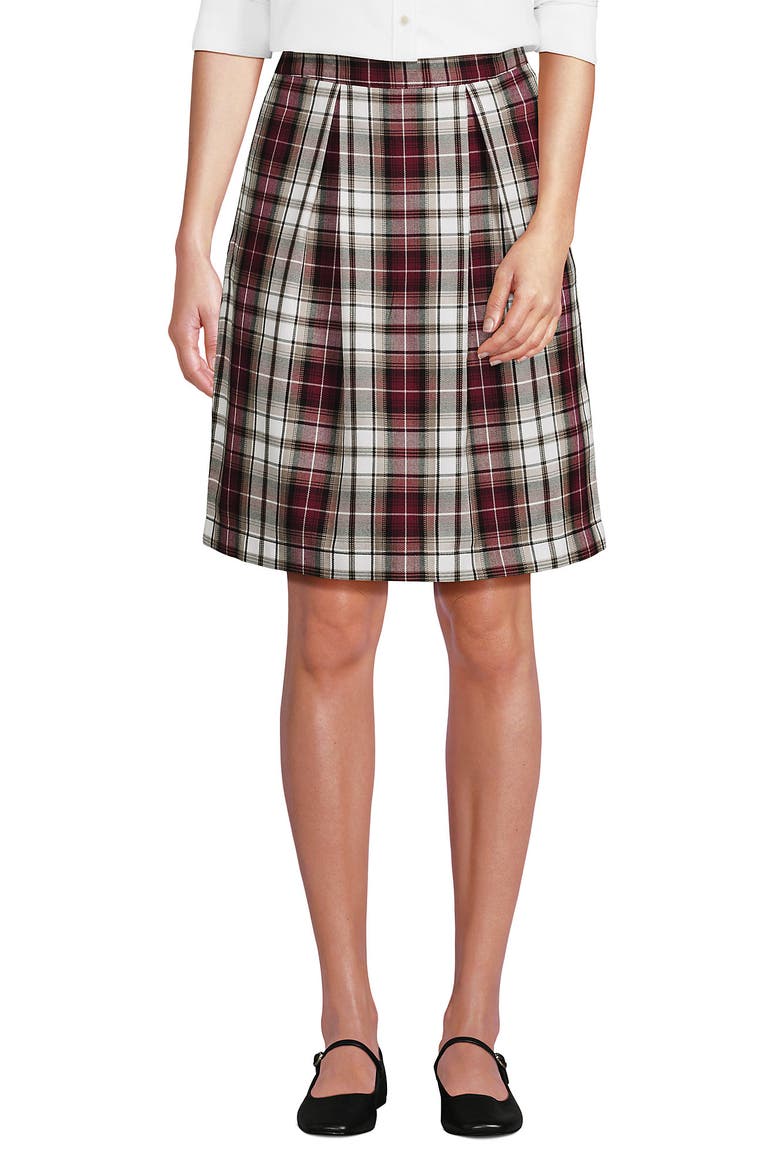 School Uniform  Plaid Skort Top of Knee, Main, color, Garnet/Khaki Plaid