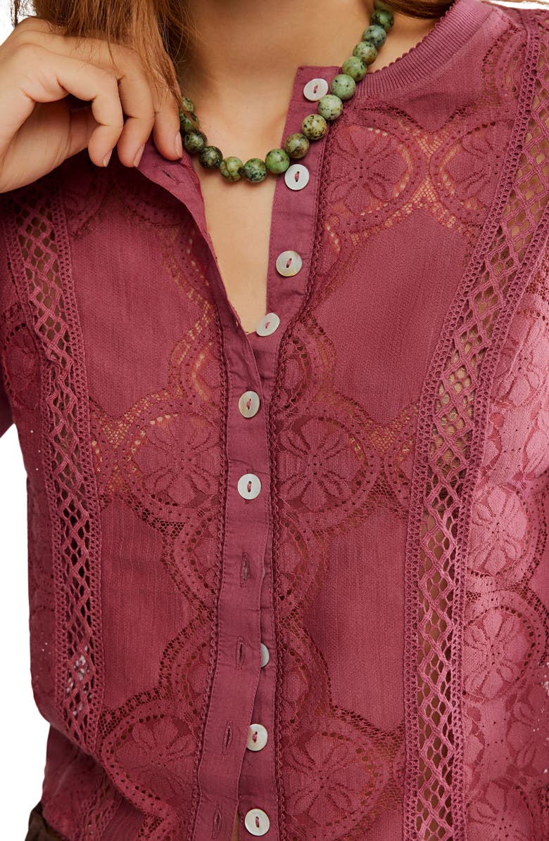 Free People Jae Button-Up Top, Alternate, color, Crushed Berry