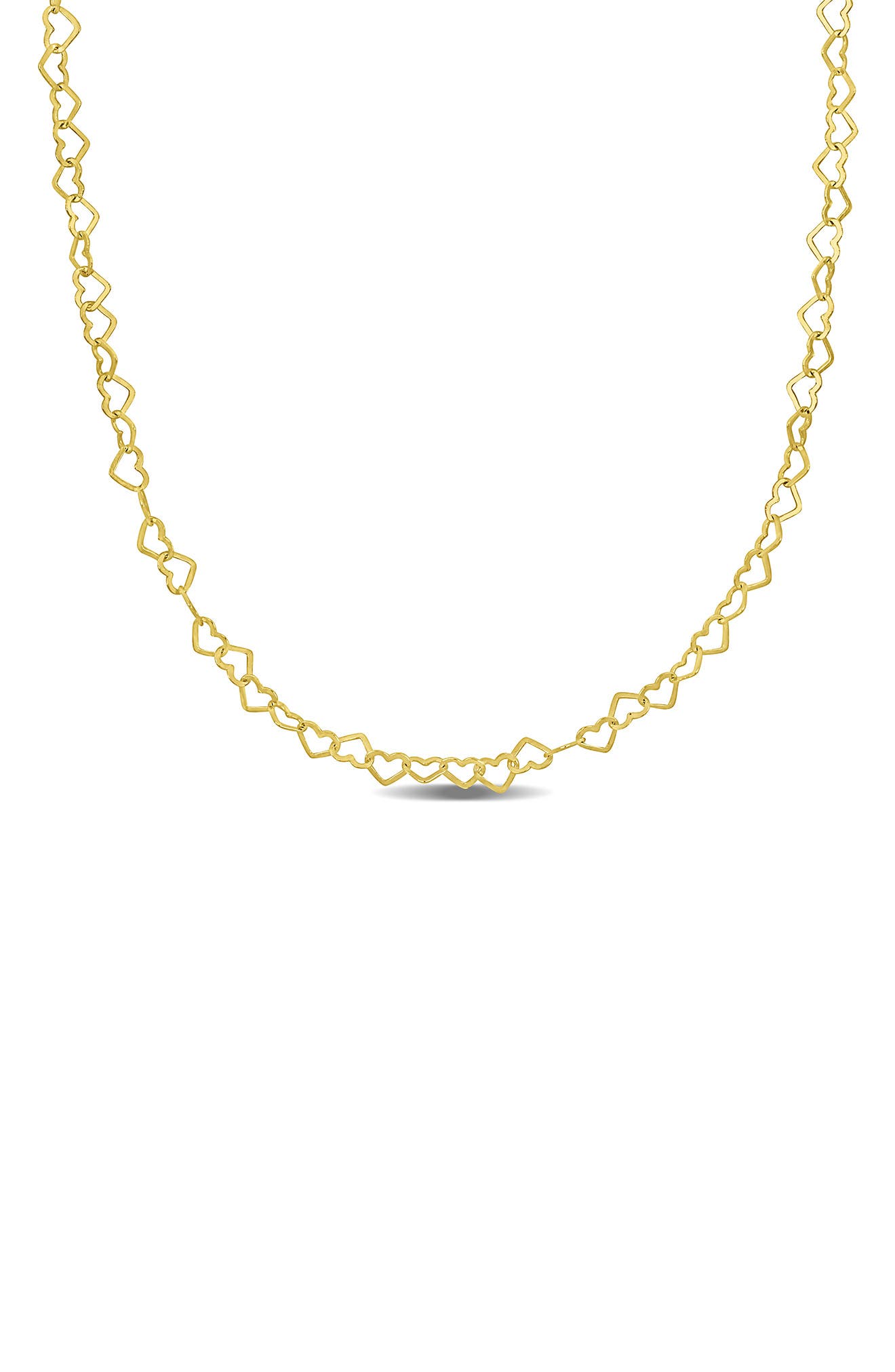 DELMAR 18K Gold Plated Sterling Silver 3mm Heart Link Necklace