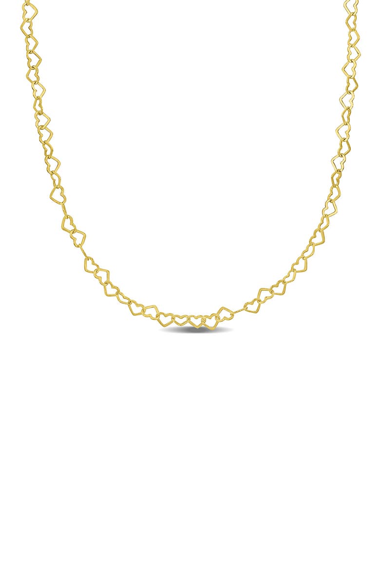 18K Gold Plated Sterling Silver 3mm Heart Link Necklace, Main, color, GOLD