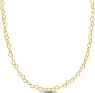 DELMAR 18K Gold Plated Sterling Silver 3mm Heart Link Necklace