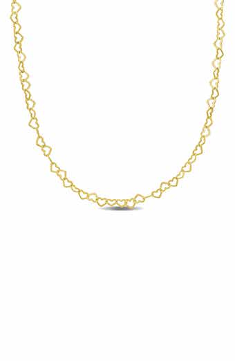 DELMAR 18K Gold Plated Sterling Silver 3mm Heart Link Necklace