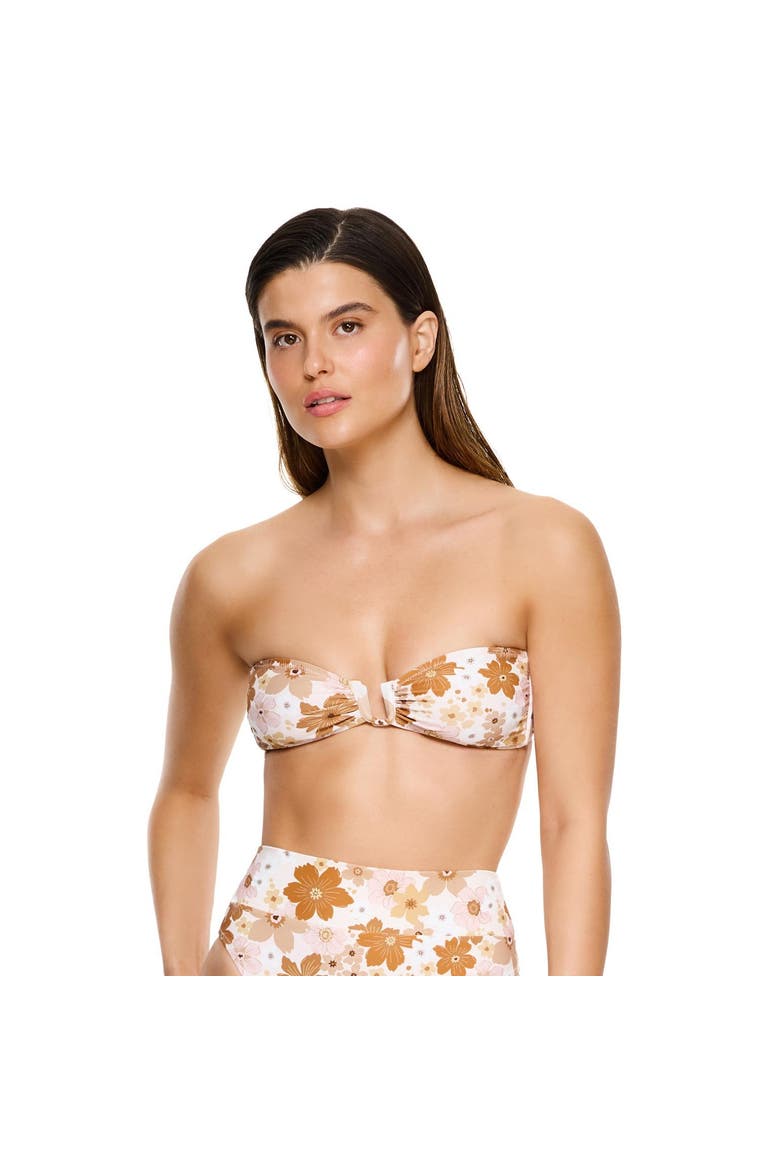 Nostalgic Bloom Bandeau Bikini Top Swimsuit, Main, color, Brown-Haze
