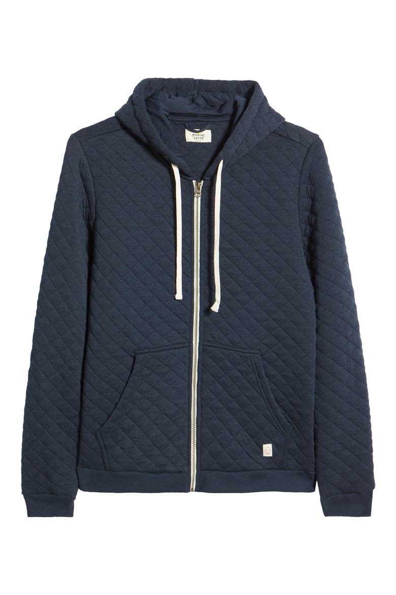 Corbet Quilted Full Zip Hoodie, Alternate, color, NAVY HEATHER