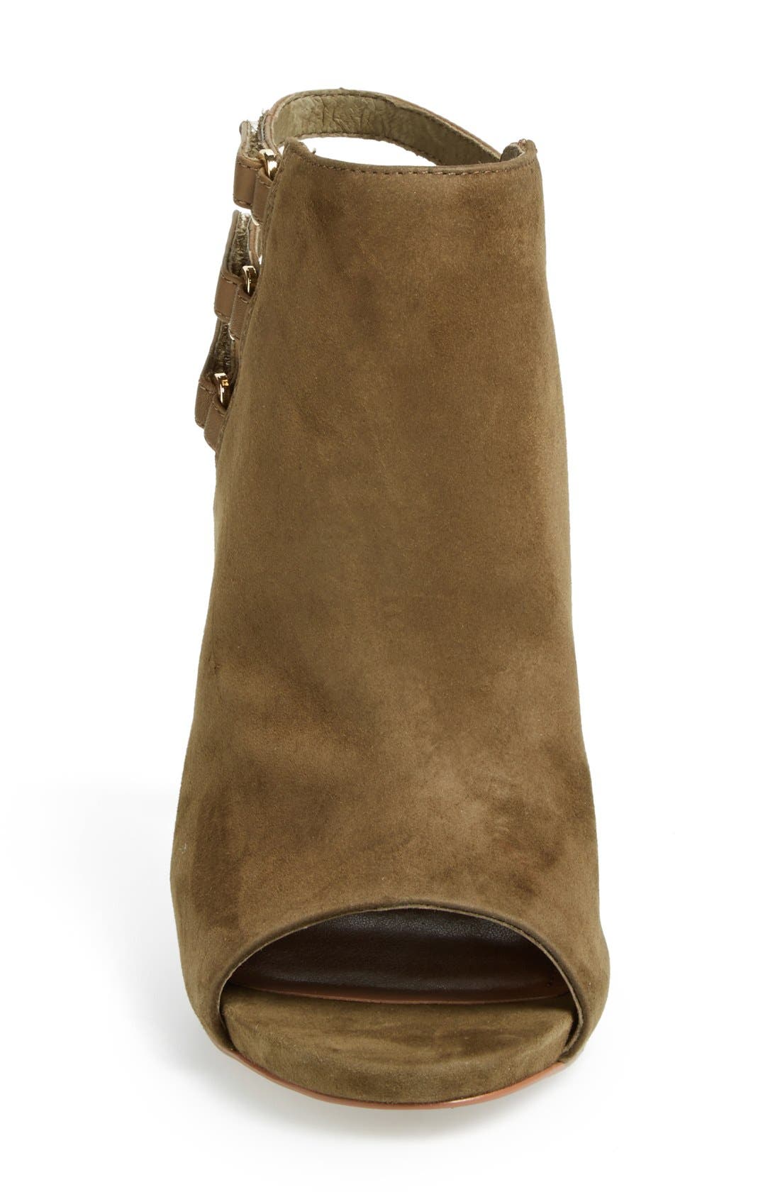 'Fenette' Leather Peep Toe Bootie, Alternate, color, OLIVE DRAB