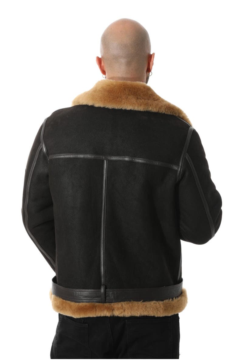 Furniq UK Samuel Shearling Pilot Jacket, Alternate, color, Brown