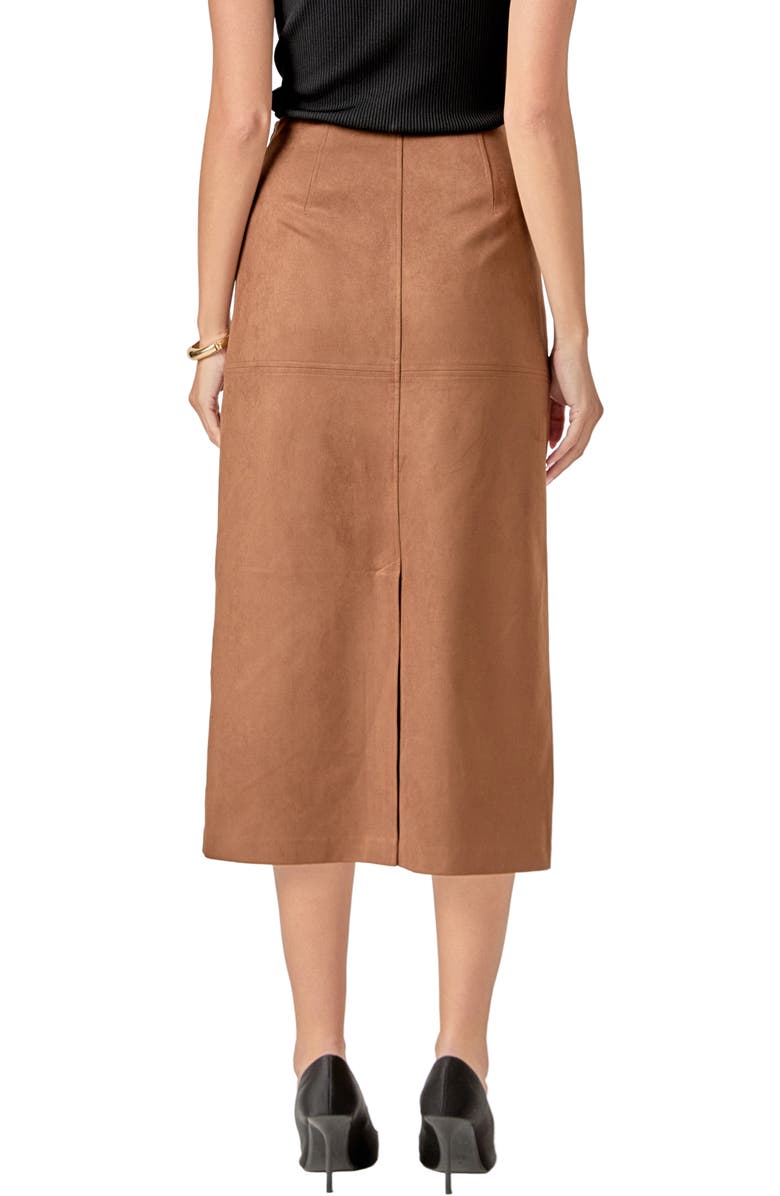 English Factory Faux Suede Midi Skirt, Alternate, color, 