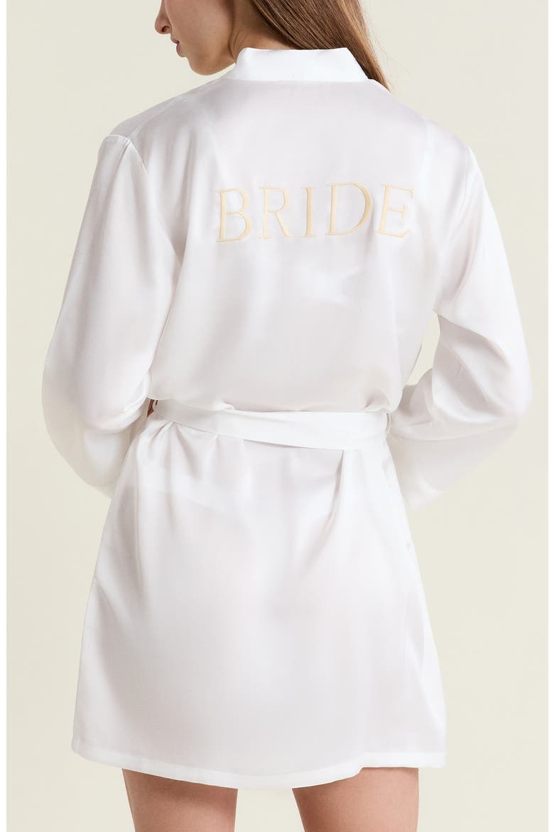 Marry Me Deshabille Satin Robe, Alternate, color, WHITE