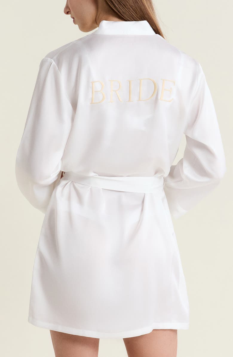Etam Marry Me Deshabille Satin Robe, Alternate, color, White