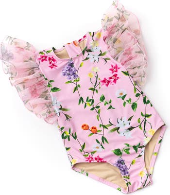 Kids' Wildflowers Tulle One-Piece Swimsuit