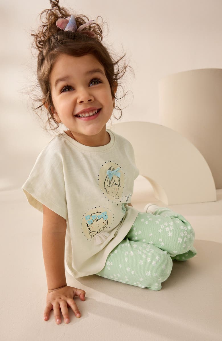 NEXT Kids' Graphic T-Shirt & Rib Flare Leggings Set, Alternate, color, 