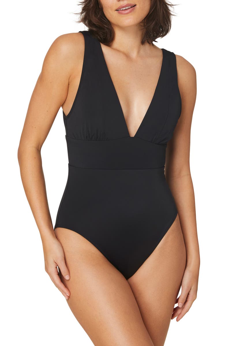 Andie The Mykonos Long Torso One-Piece Swimsuit, Main, color, Black