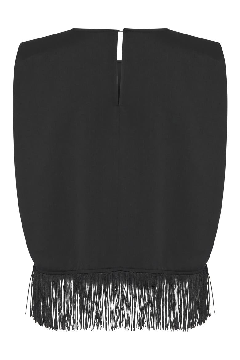 Fringe Detail Sleeveless Top, Alternate, color, BLACK