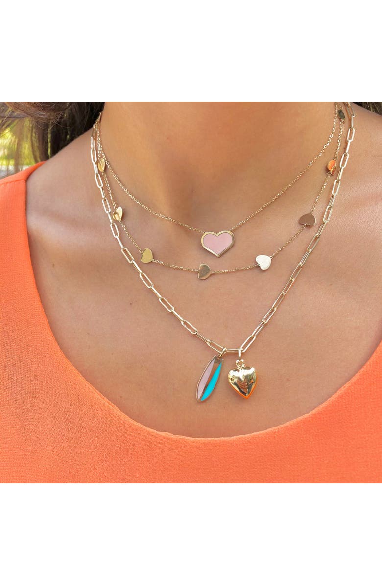 The Lovery Fine Jewelry Gold Heart Station Necklace, Alternate, color, Yellow Gold