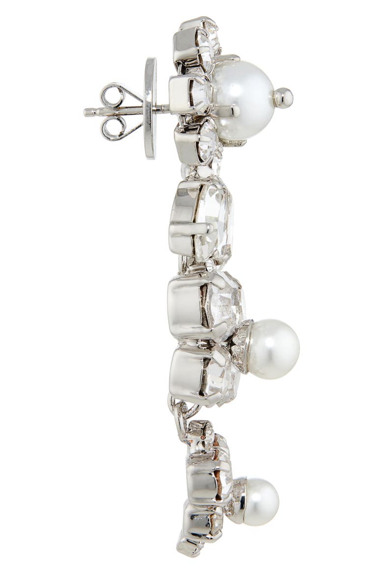 Daisy Cluster Crystal & Faux Pearl Drop Earrings, Alternate, color, CRYSTAL/ PEARL