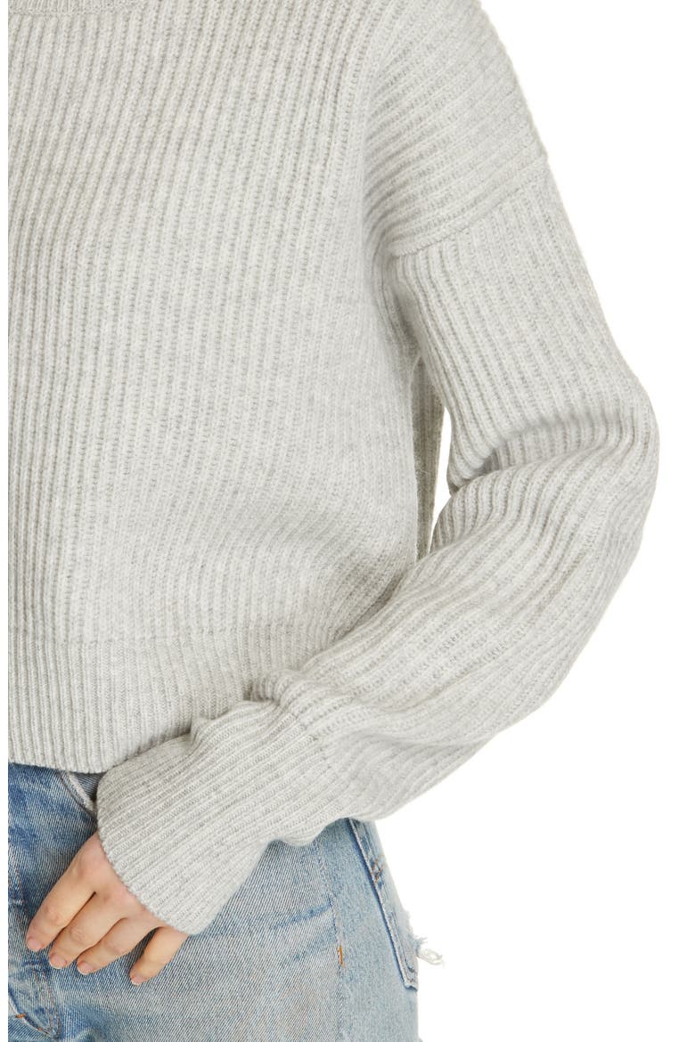 Wool & Cashmere Crop Sweater, Alternate, color, HEATHER GREY