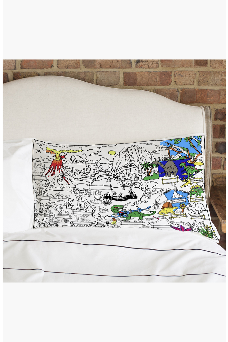 Color Your Own Dinosaur Pillowcase, Alternate, color, White