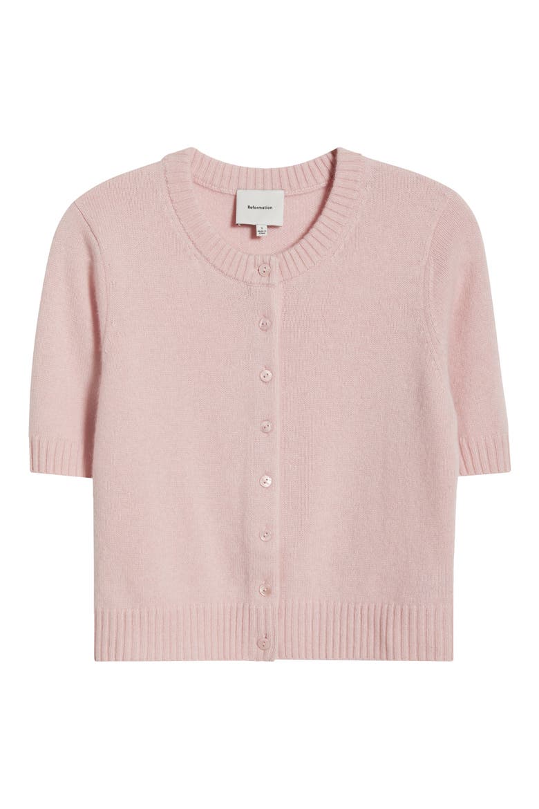 Short Sleeve Recycled Cashmere & Wool Cardigan, Alternate, color, CHERRY BLOSSOM
