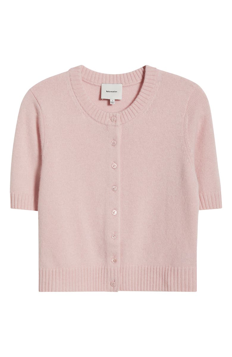 Reformation Short Sleeve Recycled Cashmere & Wool Cardigan, Alternate, color, 