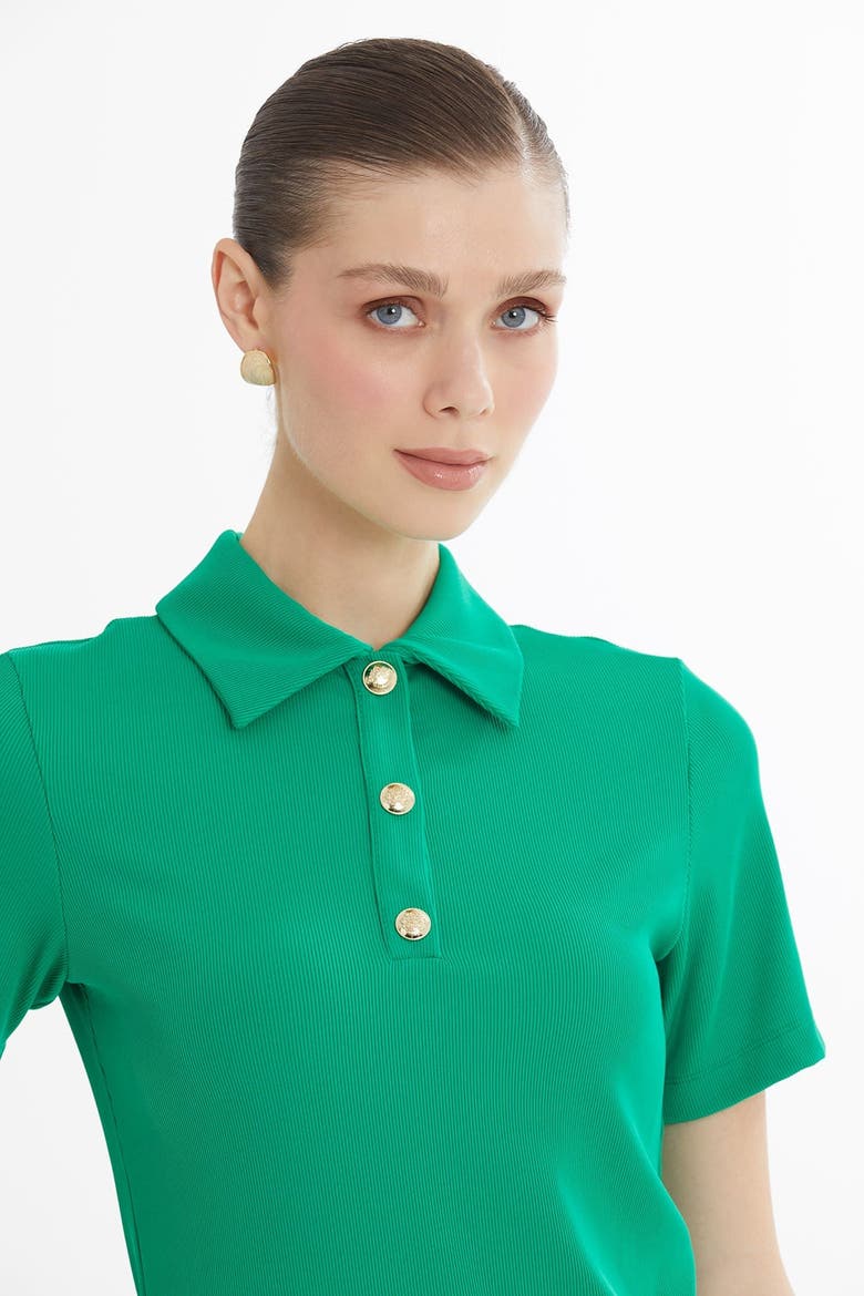 Green Snap-Closure Blouse, Alternate, color, Green