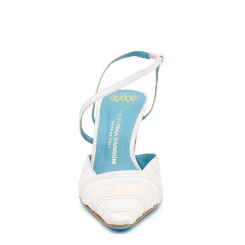 Valentina Rangoni Fidia Ankel Strap Pump In Bianco Plissse