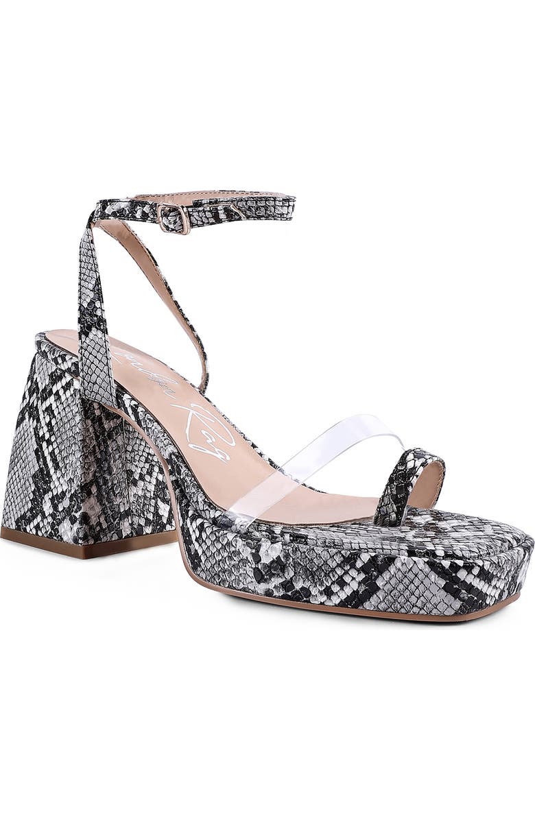 LONDON RAG Such Flirt Snake Embossed Block Heel Sandal, Main, color,