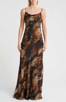 L'AGENCE Christine Cowl Neck Silk Chiffon Slipdress