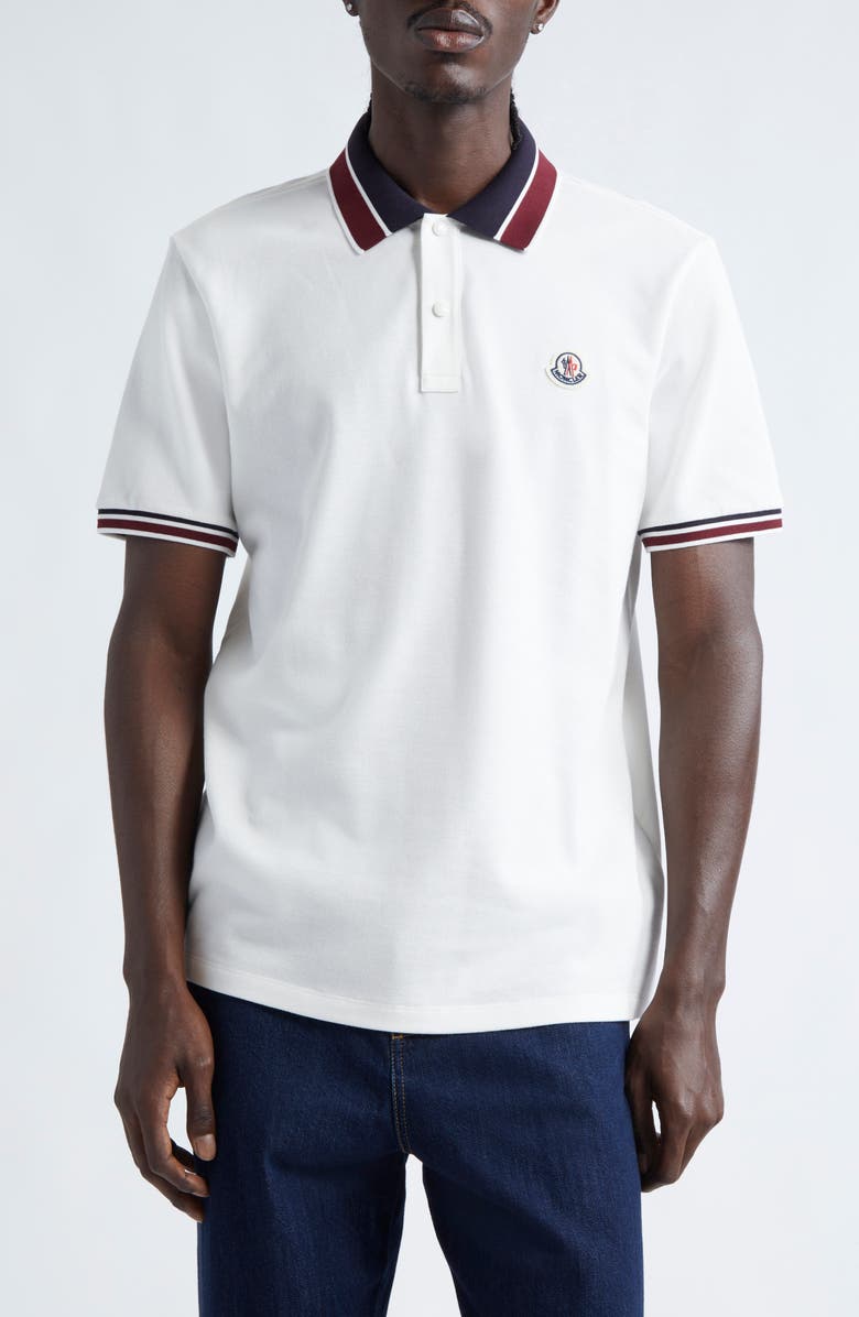 Moncler Tipped Cotton Piqué Polo, Main, color,