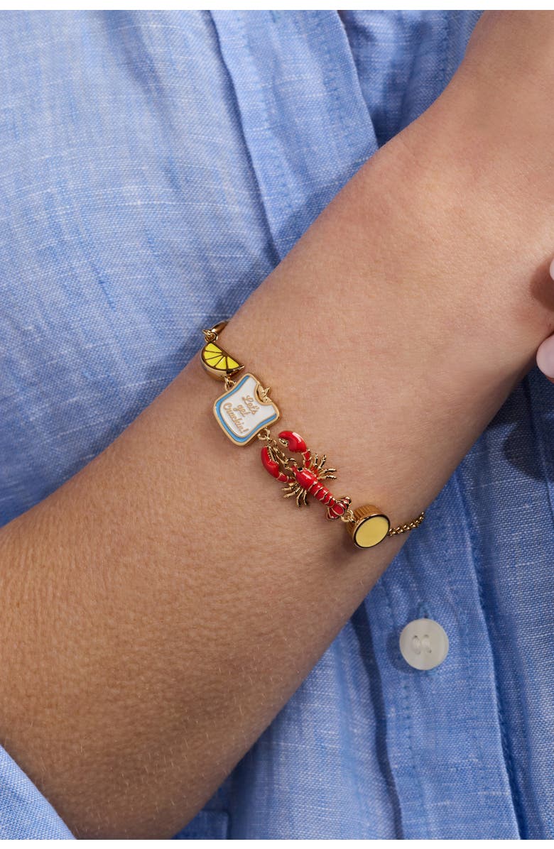 Alex and Ani Lobster Boil 'Let's Get Crackin!' Inline Charm Bracelet, Alternate, color, Gold