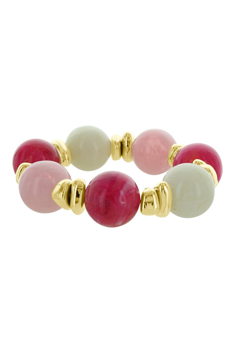 Bohemian Resin Stretch Bracelet, Alternate, color, GOLD / PINK / BEIGE