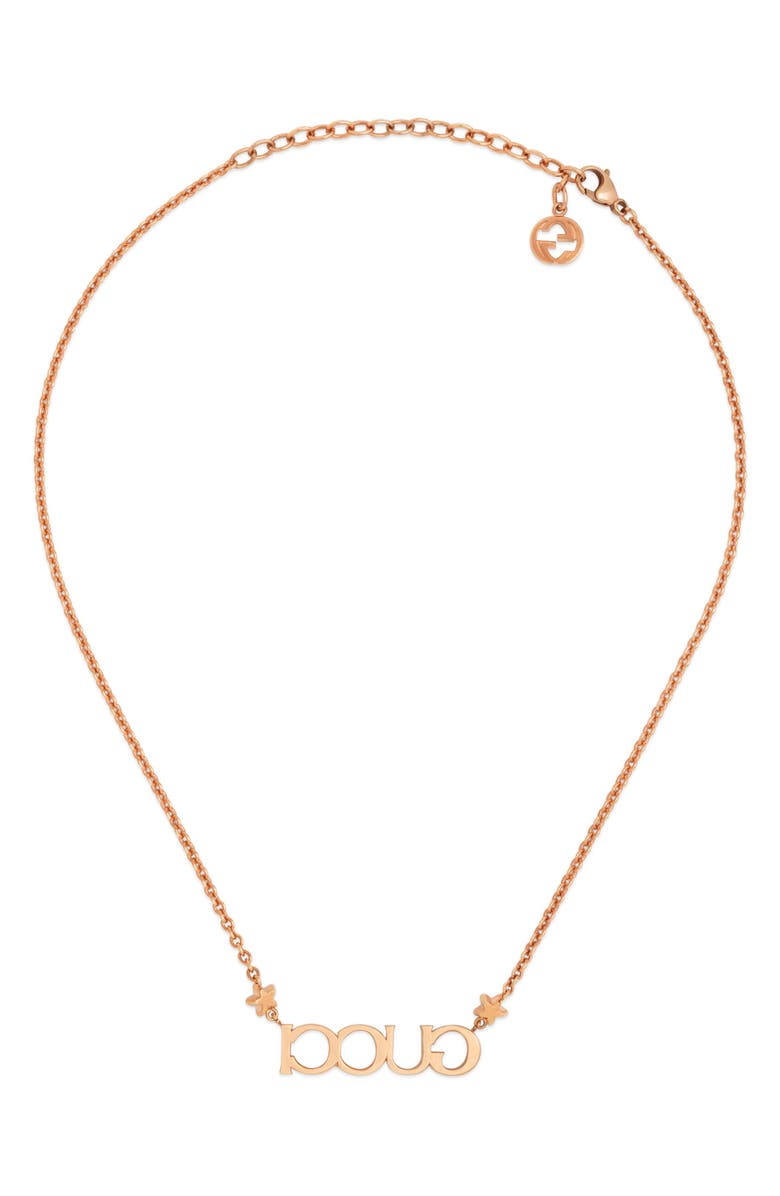 Gucci Crystal Script Necklace, Alternate, color,