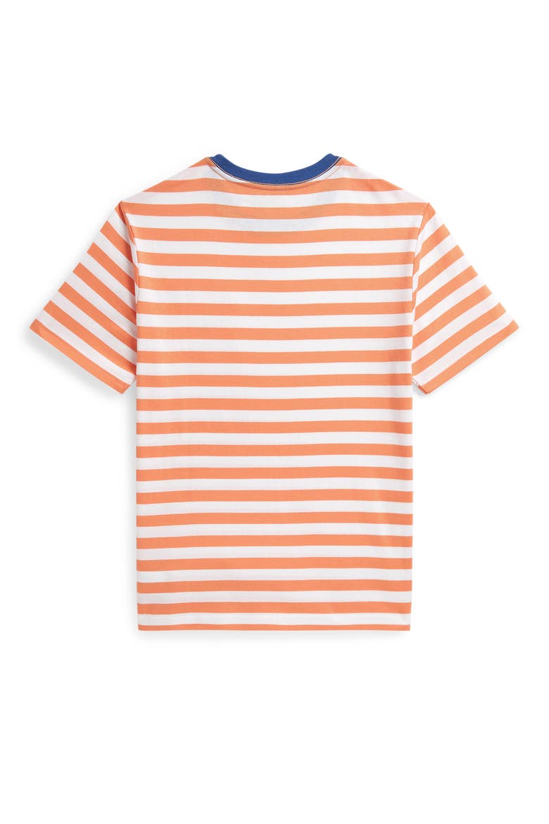 Kids' Stripe Cotton Jersey Pocket T-Shirt, Alternate, color, POPPY/ WHITE